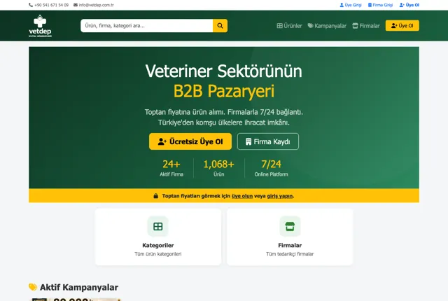 VetDep B2B veteriner pazaryeri